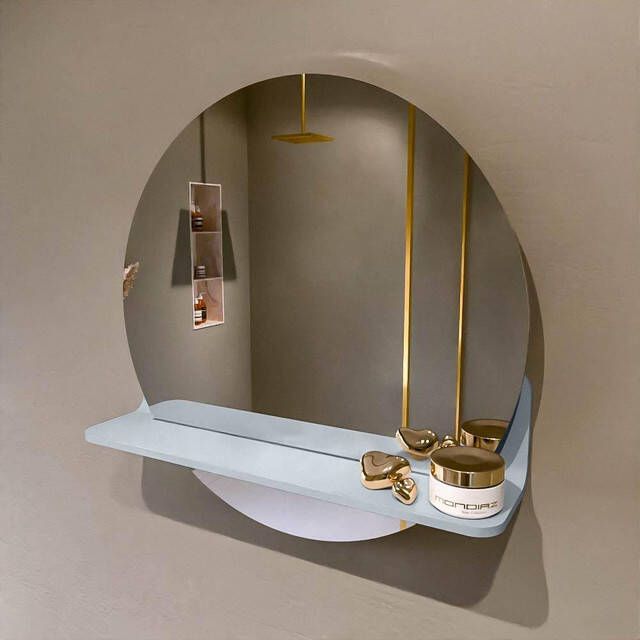 Mondiaz SPOT Badkamerspiegel rond 50cm spiegelplanchet kleur Clay SPOTPLNCHT50CLA
