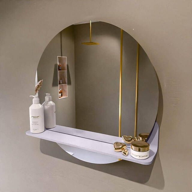 Mondiaz SPOT Badkamerspiegel rond 60cm spiegelplanchet kleur Cale SPOTPLNCHT60CAL