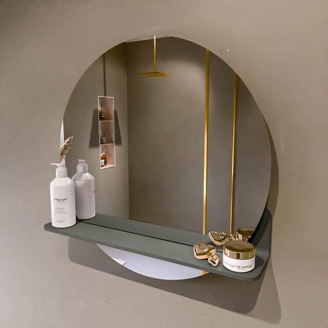 Mondiaz SPOT Badkamerspiegel rond 60cm spiegelplanchet kleur Smoke SPOTPLNCHT60SMO