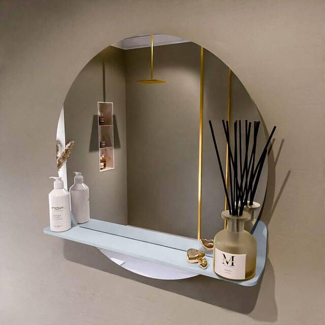 Mondiaz SPOT Badkamerspiegel rond 70cm spiegelplanchet kleur Clay SPOTPLNCHT70CLA