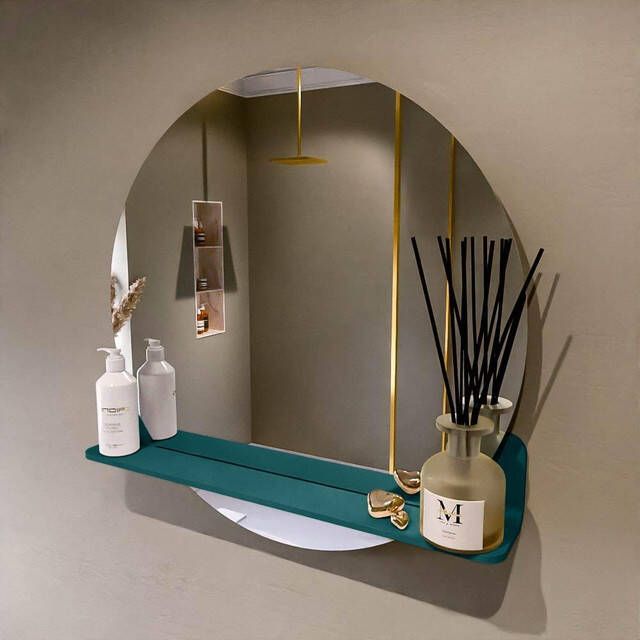 Mondiaz SPOT Badkamerspiegel rond 70cm spiegelplanchet kleur Smag SPOTPLNCHT70SMA