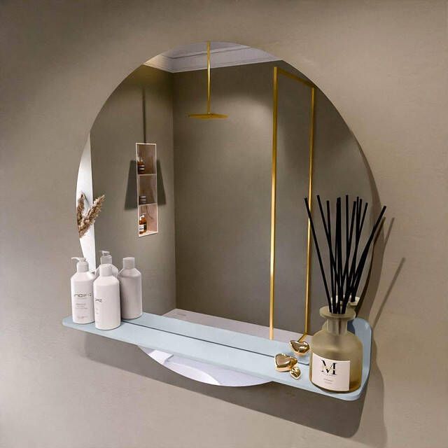 Mondiaz SPOT Badkamerspiegel rond 80cm spiegelplanchet kleur Clay SPOTPLNCHT80CLA