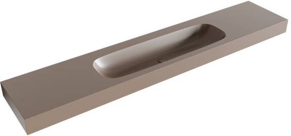 Mondiaz STOR LARGE Smoke vrijhangende wastafel 230cm midden rand 12cm XM49821Smoke
