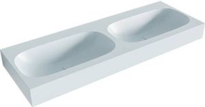 Mondiaz STOR SMALL Clay vrijhangende wastafel 130cm dubbel rand 12cm XM49731Clay