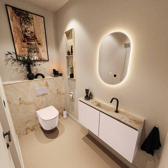 Mondiaz TURE-DLUX 100cm toiletmeubel Rosee. EDEN wastafel Frappe positie midden. Met 1 kraangat. TUREDX100ROSM1FRA