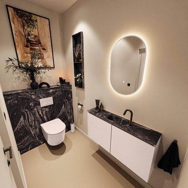 Mondiaz TURE-DLUX 100cm toiletmeubel Rosee. EDEN wastafel Lava positie midden. Met 1 kraangat. TUREDX100ROSM1LAV