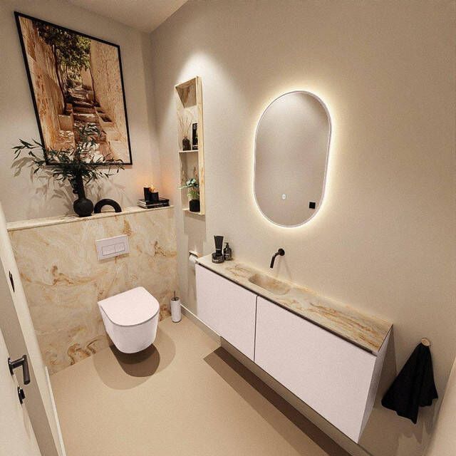 Mondiaz TURE-DLUX 120cm toiletmeubel Rosee. EDEN wastafel Frappe positie midden. Zonder kraangat. TUREDX120ROSM0FRA