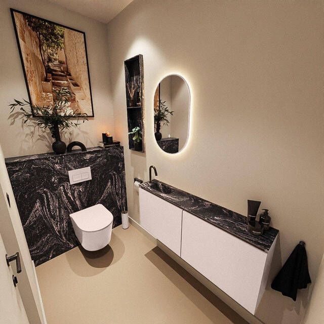 Mondiaz TURE-DLUX 120cm toiletmeubel Rosee. EDEN wastafel Lava positie links. Met 1 kraangat. TUREDX120ROSL1LAV
