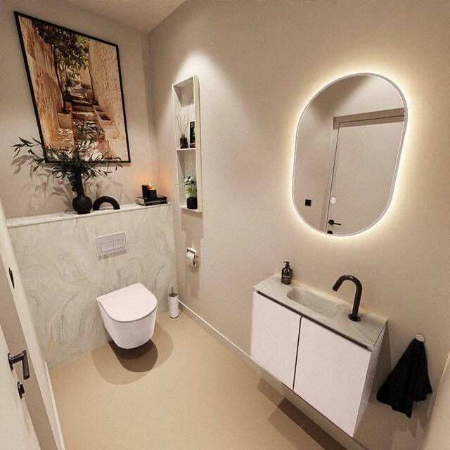 Mondiaz TURE-DLUX 60cm toiletmeubel Rosee. EDEN wastafel Ostra positie midden. Met 1 kraangat. TUREDX60ROSM1OST