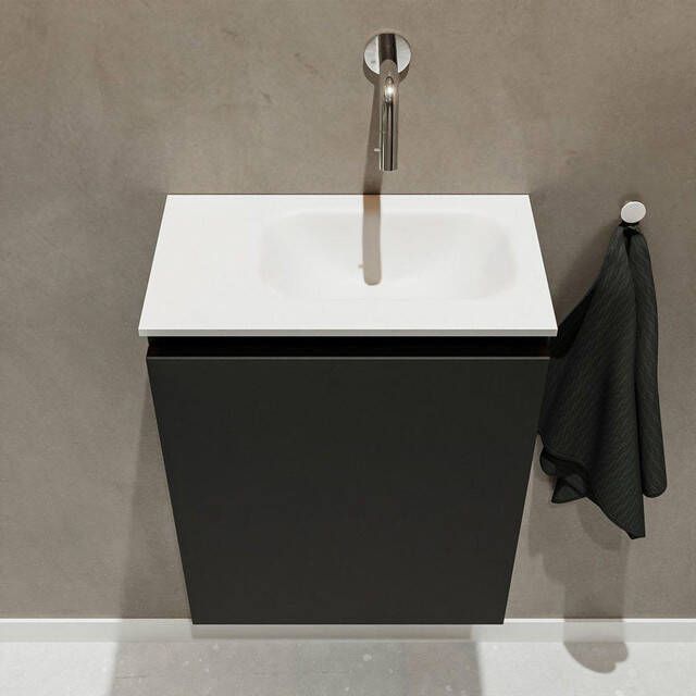 Mondiaz TURE Fonteinset 40x23x50cm 0 kraangaten 1 deur urban mat Wasbak rechts Solid Surface Wit FK75341036