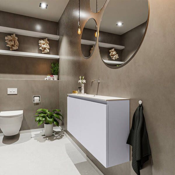 Mondiaz TURE Toiletmeubel 100x23x50cm met 0 kraangaten 2 deuren cale mat Wastafel Eden midden Solid Surface Zwart FK75341611