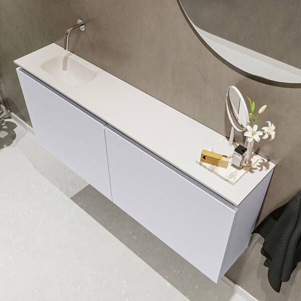 Mondiaz TURE Toiletmeubel 120x23x50cm met 0 kraangaten 2 deuren cale mat Wastafel Eden links Solid Surface Wit FK75341268