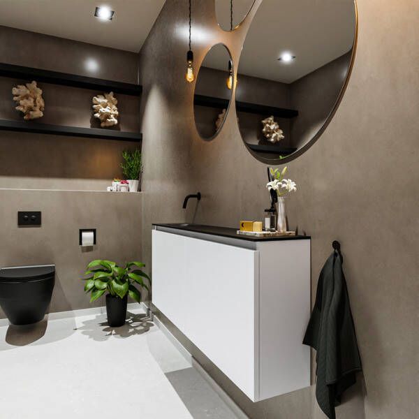 Mondiaz TURE Toiletmeubel 120x23x50cm met 0 kraangaten 2 deuren talc mat Wastafel Eden links Solid Surface Wit FK75341028