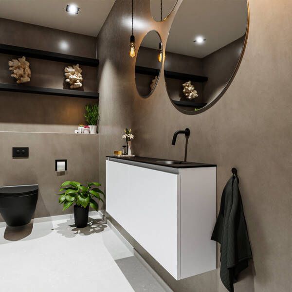 Mondiaz TURE Toiletmeubel 120x23x50cm met 0 kraangaten 2 deuren talc mat Wastafel Eden rechts Solid Surface Wit FK75341030