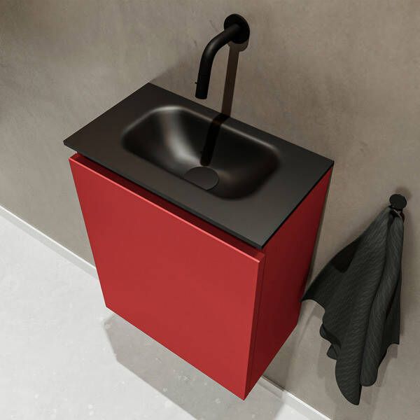 Mondiaz TURE Toiletmeubel 40x23x50cm met 0 kraangaten 1 deuren fire mat Wastafel Eden midden Solid Surface Wit FK75341182