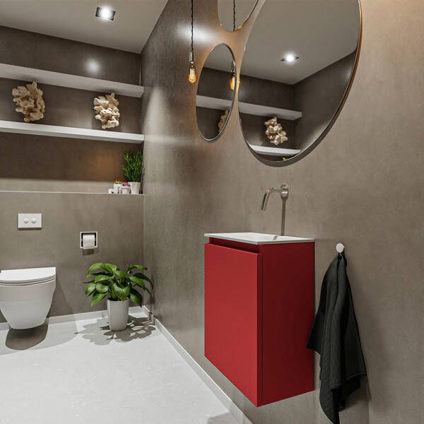 Mondiaz TURE Toiletmeubel 40x23x50cm met 0 kraangaten 1 deuren fire mat Wastafel Eden rechts Solid Surface Zwart FK75341539