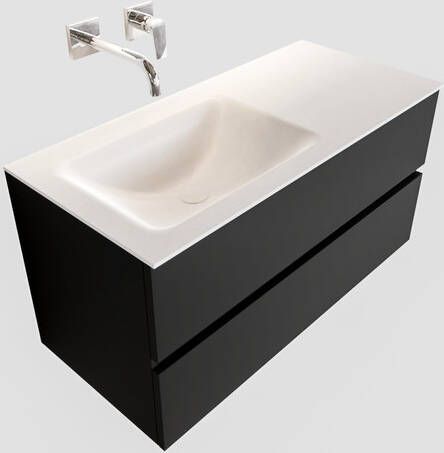 Mondiaz VICA Badkamermeubelset 100cm 2 lades wasbak Cloud links 0 kraangaten solid surface urban PC75341502