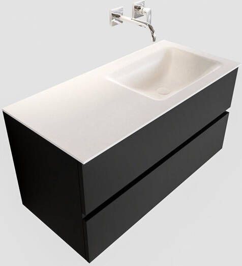 Mondiaz VICA Badkamermeubelset 100cm 2 lades wasbak Cloud rechts 0 kraangaten solid surface urban PC75341503