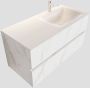 Mondiaz VICA Badkamermeubelset 100cm 2 lades wasbak Cloud rechts 1 kraangat solid surface carrara marmer PC75341589 - Thumbnail 1