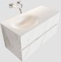 Mondiaz VICA Badkamermeubelset 100cm 2 lades wasbak Moon links 0 kraangaten solid surface carrara marmer PC75341553 - Thumbnail 1