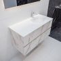 Mondiaz VICA Badkamermeubelset 100cm 2 lades wasbak Moon rechts 1 kraangat solid surface carrara marmer PC75341557 - Thumbnail 1