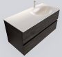 Mondiaz VICA Badkamermeubelset 100cm 2 lades wasbak Moon rechts 1 kraangat solid surface dark brown PC75341177 - Thumbnail 1
