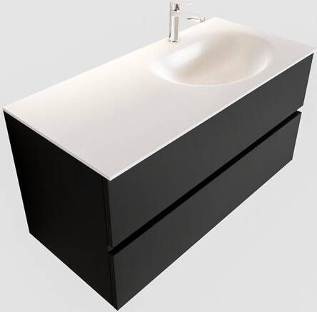Mondiaz VICA Badkamermeubelset 100cm 2 lades wasbak Moon rechts 1 kraangat solid surface urban PC75341474