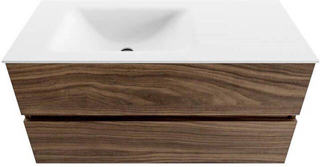 Mondiaz VICA Badkamermeubelset 100x50cm 2 lades Mocha wastafel CLOUD links zonder kraangat Talc VICA100MCH2LL0CLTal