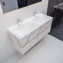 Mondiaz VICA Badkamermeubelset 120cm 2 lades wasbak Cloud dubbel 2 kraangaten solid surface carrara marmer PC75341597 - Thumbnail 1