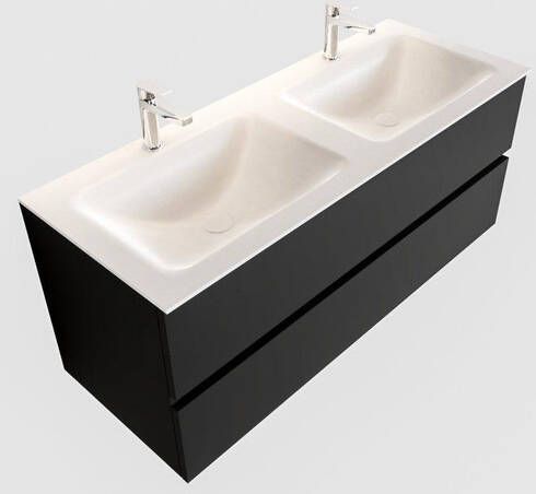 Mondiaz VICA Badkamermeubelset 120cm 2 lades wasbak Cloud dubbel 2 kraangaten solid surface urban PC75341514