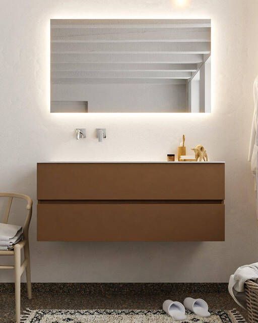 Mondiaz VICA Badkamermeubelset 120cm 2 lades wasbak Cloud links 0 kraangaten solid surface rust NV76341757