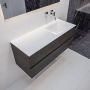 Mondiaz Vica Cloud badmeubel eiken donker bruin 120 cm 2 lades solid surface enkele spoelbak rechts zonder kraangat - Thumbnail 1
