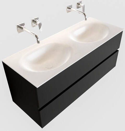 Mondiaz VICA Badkamermeubelset 120cm 2 lades wasbak Moon dubbel 0 kraangaten solid surface urban PC75341478