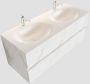 Mondiaz VICA Badkamermeubelset 120cm 2 lades wasbak Moon dubbel 2 kraangaten solid surface carrara marmer PC75341565 - Thumbnail 1