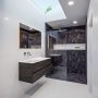 Mondiaz Vica Moon badmeubel eiken donker bruin 120 cm 2 lades solid surface enkele spoelbak links zonder kraangat - Thumbnail 1