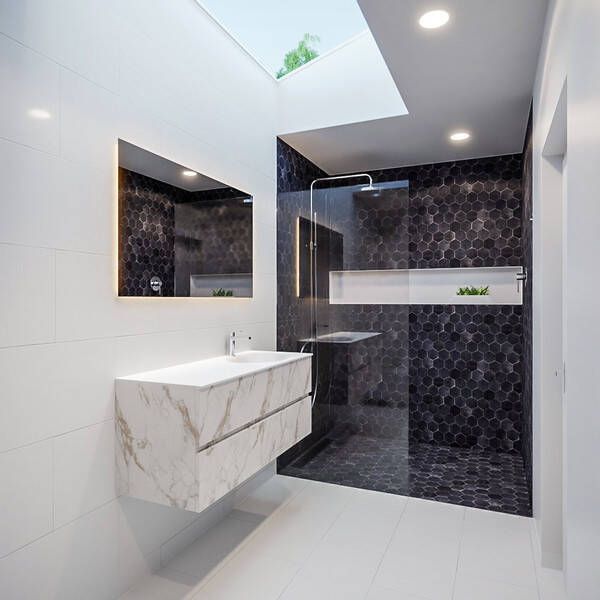Mondiaz VICA Badkamermeubelset 120cm 2 lades wasbak Moon rechts 1 kraangat solid surface carrara marmer PC75341564