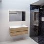 Mondiaz VICA Badkamermeubelset 120cm 2 lades wasbak Moon rechts 1 kraangat solid surface washed oak PC75341198 - Thumbnail 1