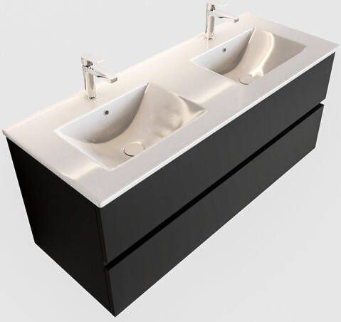 Mondiaz VICA Badkamermeubelset 120cm 2 lades wastafel denia dubbel 2 kraangaten keramiek urban PC75341494