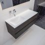 Mondiaz Vica Cloud badmeubel eiken donker bruin 120 cm 4 lades solid surface enkele spoelbak links zonder kraangat - Thumbnail 1