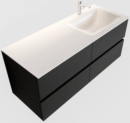 Mondiaz VICA Badkamermeubelset 120cm 4 lades wasbak Cloud rechts 1 kraangat solid surface urban PC75341534