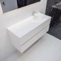 Mondiaz VICA Badkamermeubelset 120cm 4 lades wasbak Moon rechts 1 kraangat solid surface talc PC75341108 - Thumbnail 1