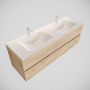 Mondiaz VICA Badkamermeubelset 150cm 2 lades wasbak Cloud dubbel 2 kraangaten solid surface washed oak PC75341267 - Thumbnail 1