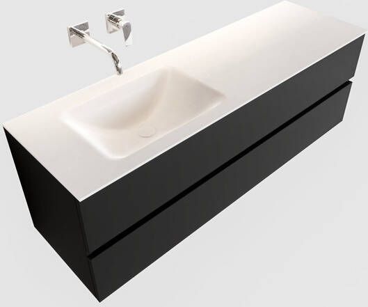 Mondiaz VICA Badkamermeubelset 150cm 2 lades wasbak Cloud links 0 kraangaten solid surface urban PC75341516