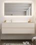 Mondiaz VICA Badkamermeubelset 150cm 2 lades wasbak Cloud links 1 kraangat solid surface linen NV76341567 - Thumbnail 1