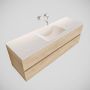 Mondiaz VICA Badkamermeubelset 150cm 2 lades wasbak Cloud midden 0 kraangaten solid surface washed oak PC75341260 - Thumbnail 1