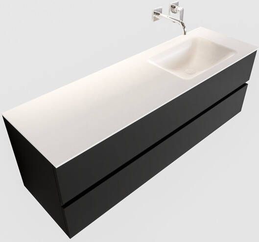 Mondiaz VICA Badkamermeubelset 150cm 2 lades wasbak Cloud rechts 0 kraangaten solid surface urban PC75341517 - Foto 1