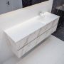 Mondiaz VICA Badkamermeubelset 150cm 2 lades wasbak Cloud rechts 1 kraangat solid surface carrara marmer PC75341604 - Thumbnail 1