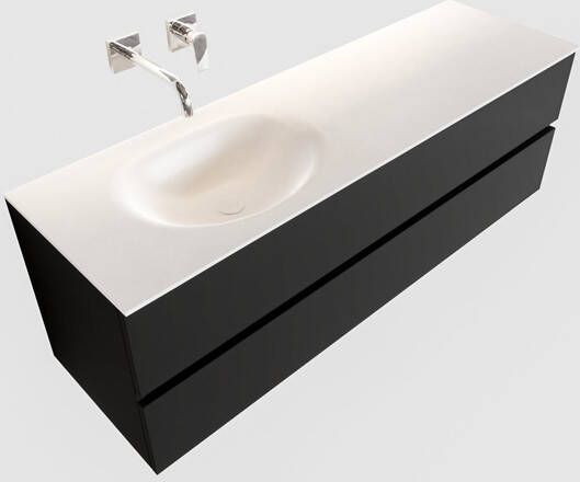 Mondiaz VICA Badkamermeubelset 150cm 2 lades wasbak Moon links 0 kraangaten solid surface urban PC75341484