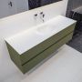 Mondiaz VICA Badkamermeubelset 150cm 2 lades wasbak Moon midden 0 kraangaten solid surface army PC75341400 - Thumbnail 1