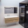 Mondiaz VICA Badkamermeubelset 150cm 4 lades wasbak Cloud links 0 kraangaten solid surface washed oak PC75341310 - Thumbnail 1